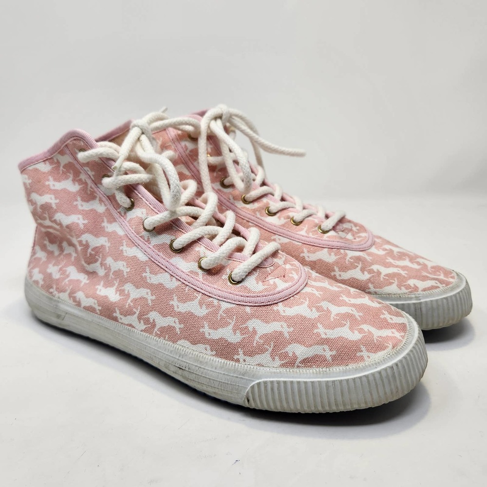 Startas Pink Canvas Unicorn Print High Top Fashion Sneakers Womens 41 US 9 Laces